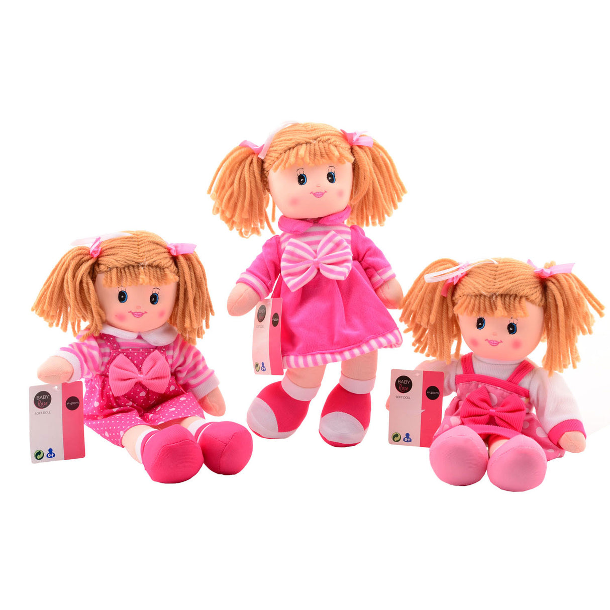 Johntoy Baby Rose Lappenpop Pink, 40 cm