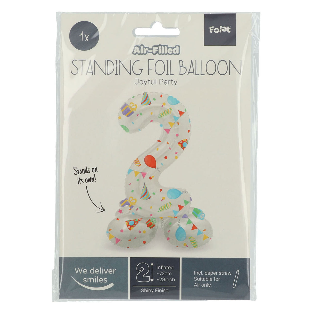 Standing foil balloon Joyful Party number 2 -72cm