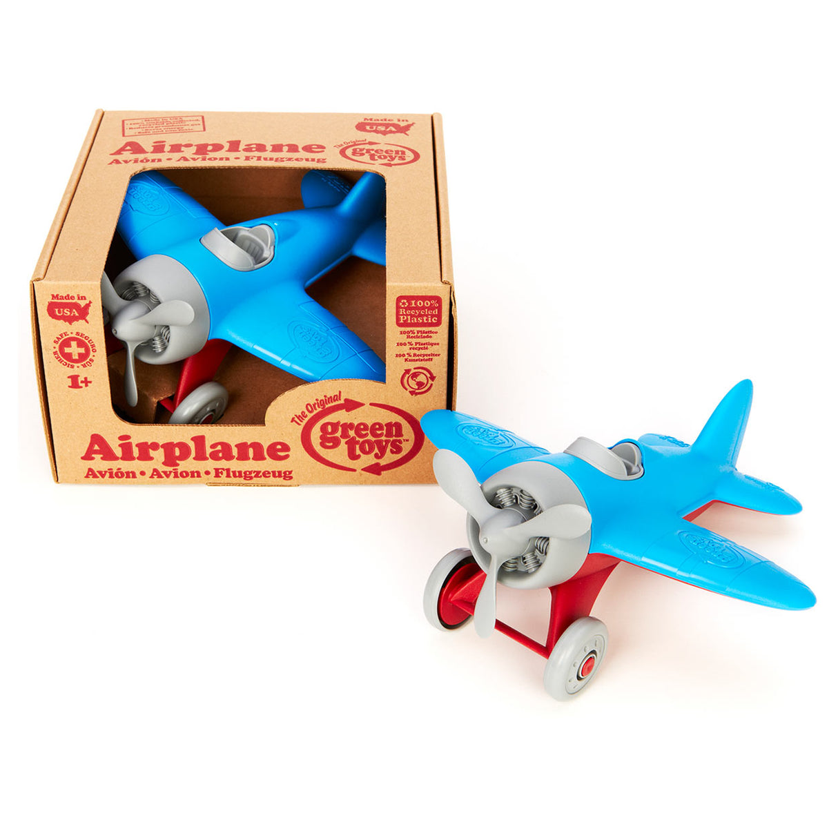 Gréng Spillsaachen Flightplare blo Recycled Plastik