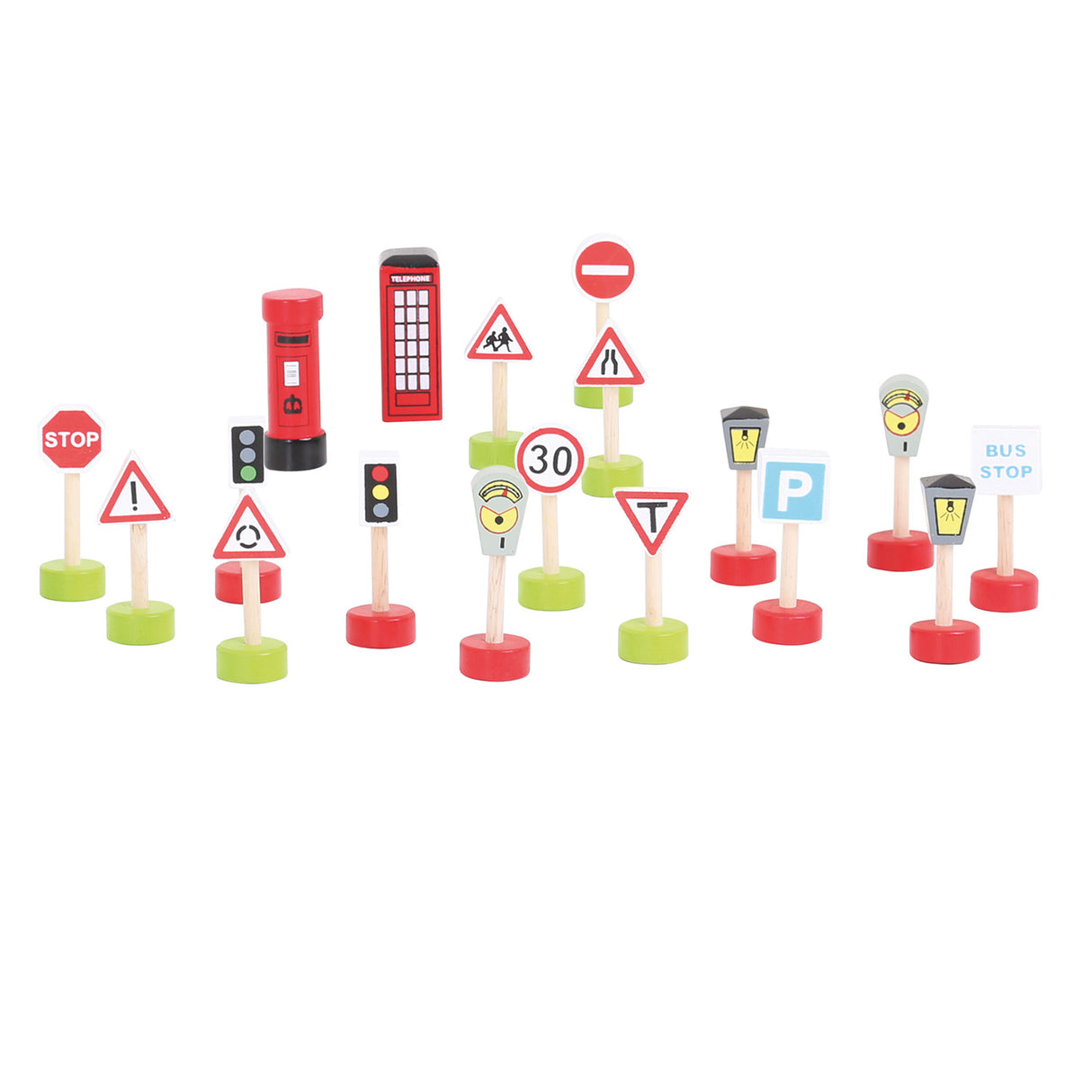 Bigjigs Wooden Traffic Signs, 18st.