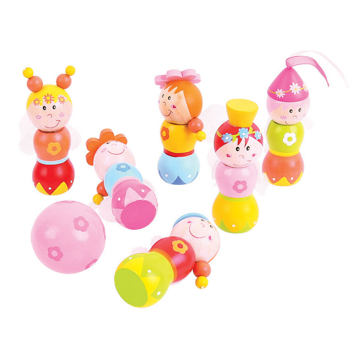 Bigjigs bowling in legno set principesse, 7dlg.