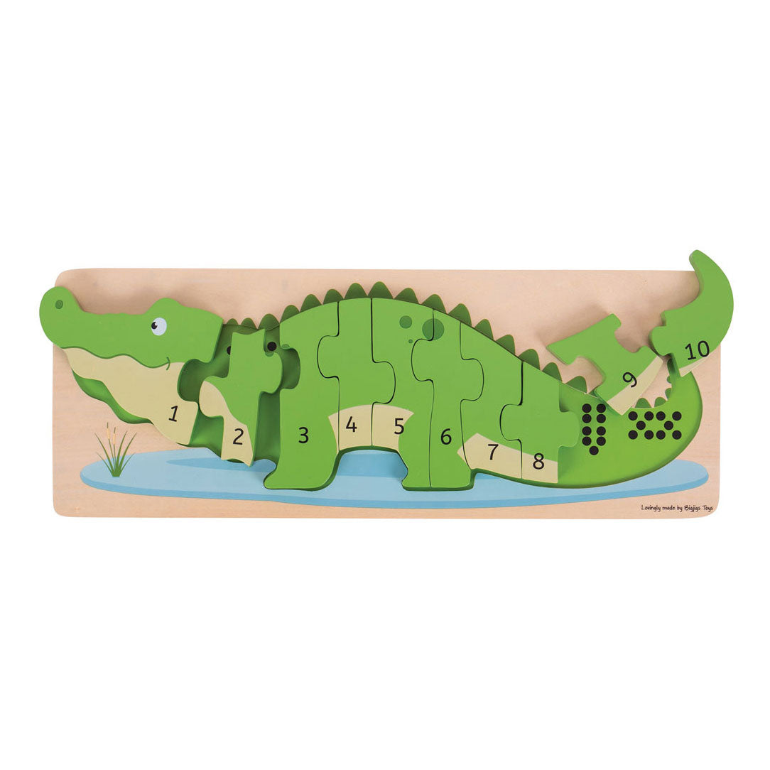 Bigjigs Wooden Tel Puzzle Crocodile, 10 ..