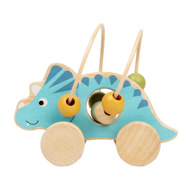 Bigjigs tre push figure triceratops med perle ramme