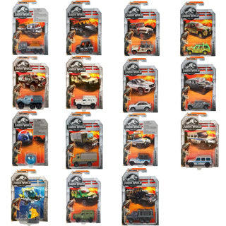 Mattel jurassic world matchbox diecast collectie (legacy movie) assorti