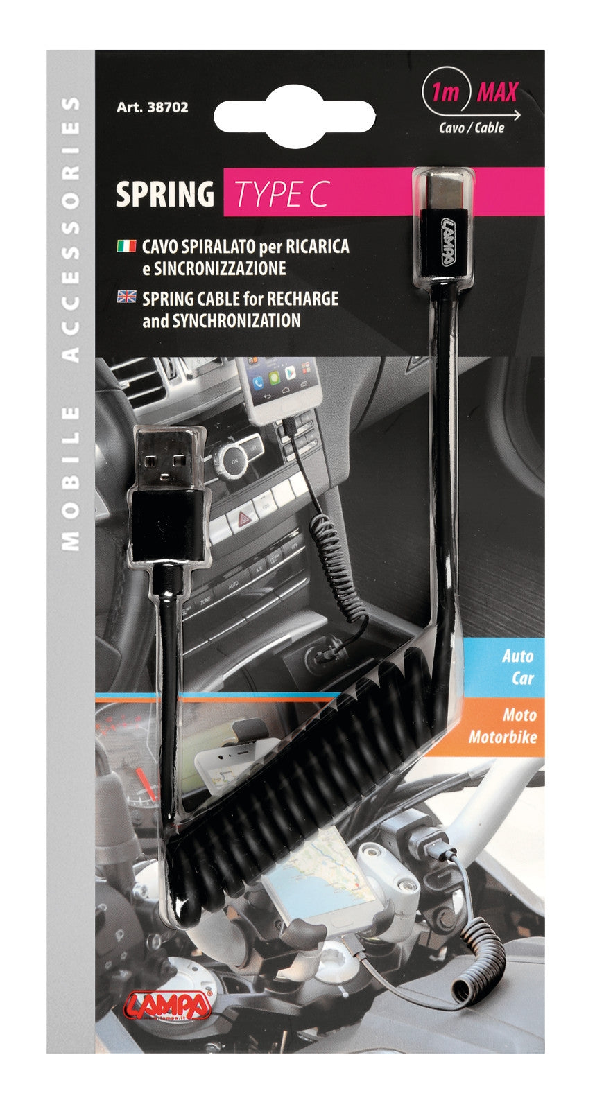 Lampa nabíjecí kabel typ C Optiline 100cm černá