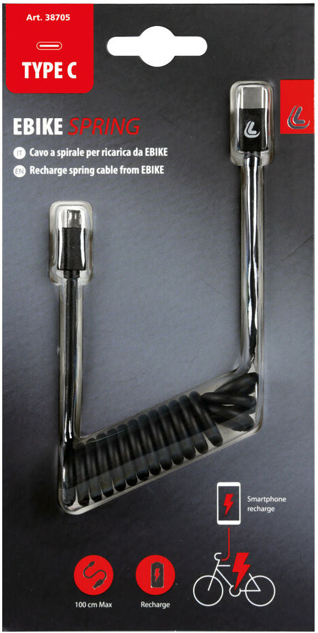 LAMPA EBIKE Spring Micro USB a USB C Cable espiral (25 t m 100 cm)