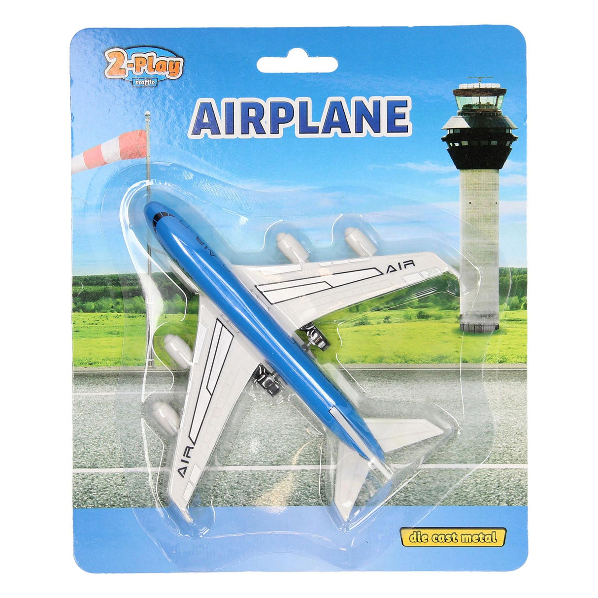 2-play die-cast tah back letadlo, 14 cm
