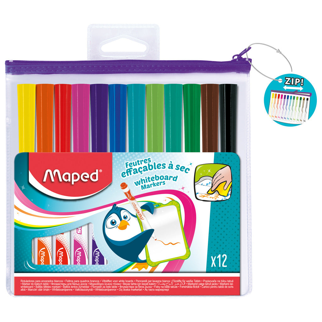 Marqueurs de tableau blanc Maped 12 couleurs