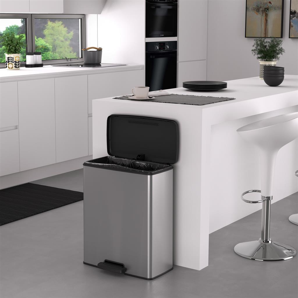 Curver a pedale decobina 65l rettangolo argento metallico
