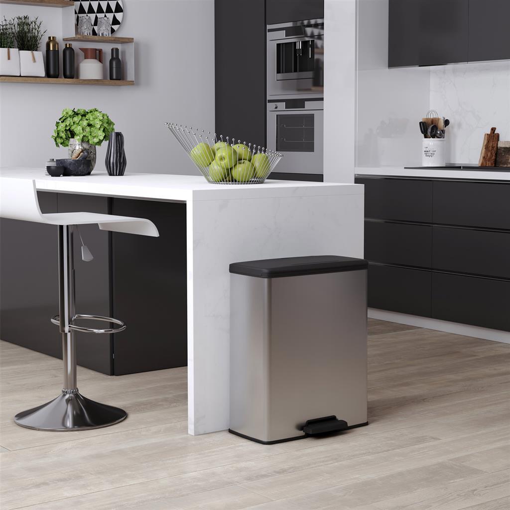 Curver a pedale decobina 65l rettangolo argento metallico