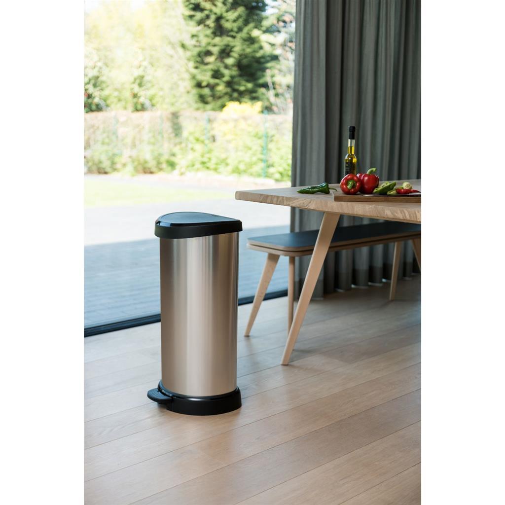 Curver Pedal Bin Decobin Ovaal 40L srebro