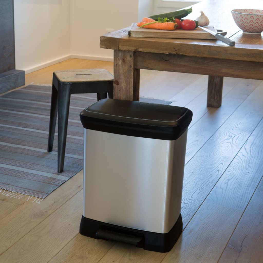 Curver Pedal Bin Deco Rectangular 30 L Argento colorato