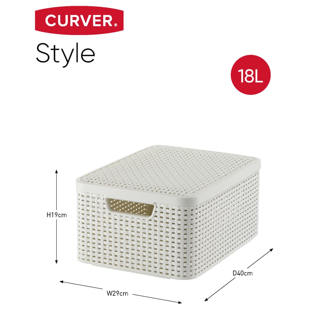 Curver Curver Storage basket with lid Style White 3 ST 240652