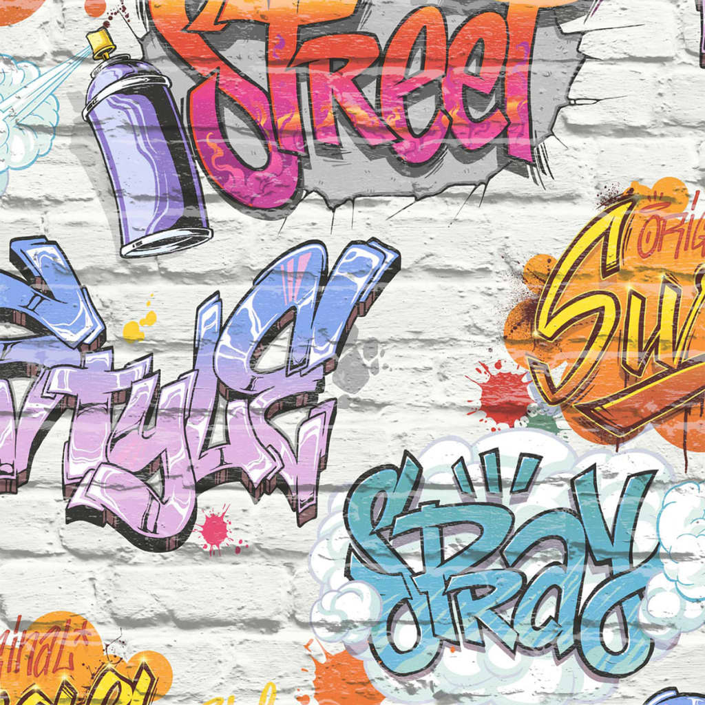 Hollännesch Mauercoverven Wallpaper Graffiti Multicicoror L179-05