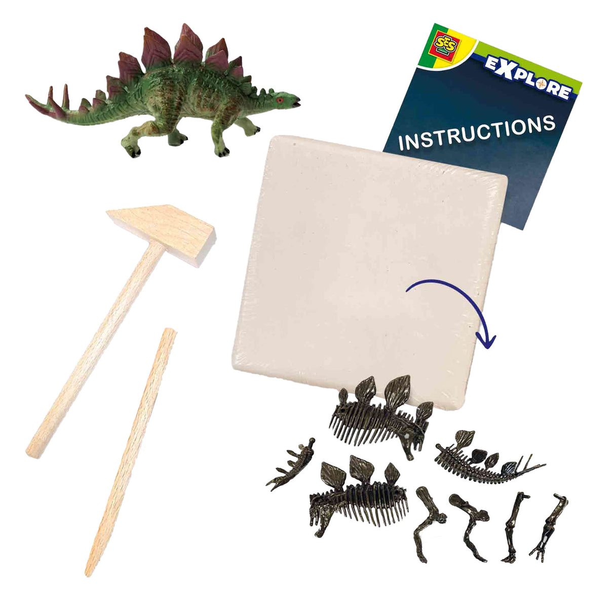 SES Prozkoumejte Dino a Skeleton Expeated 2in1-Stegosaurus