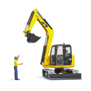 Bruder Minibagger Cat mit Arbeiter