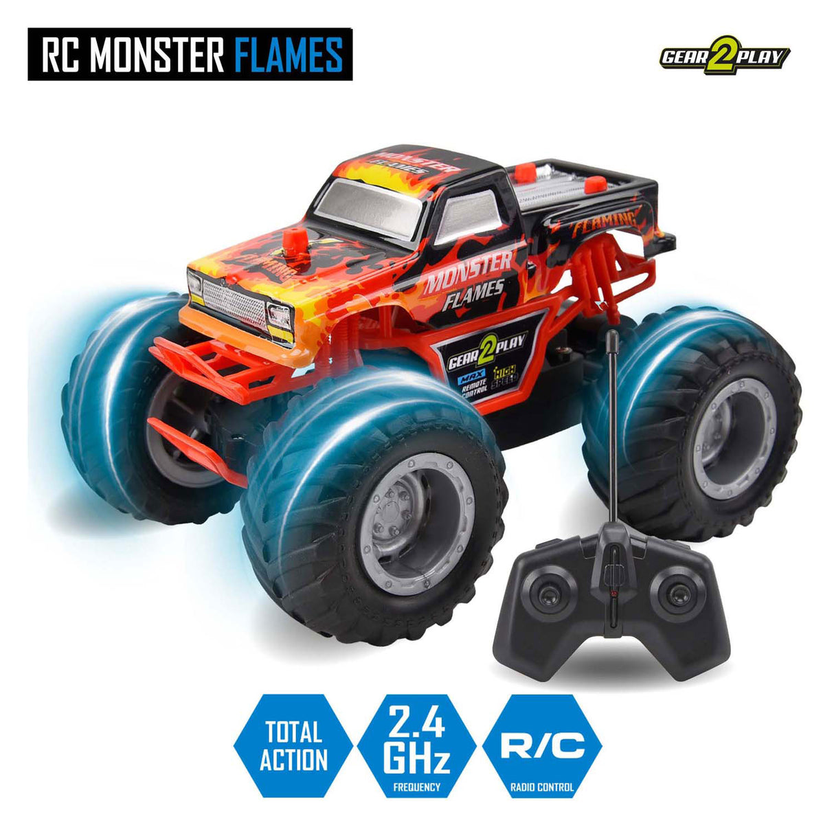 Gear2play rc bestuurbare auto monster flames