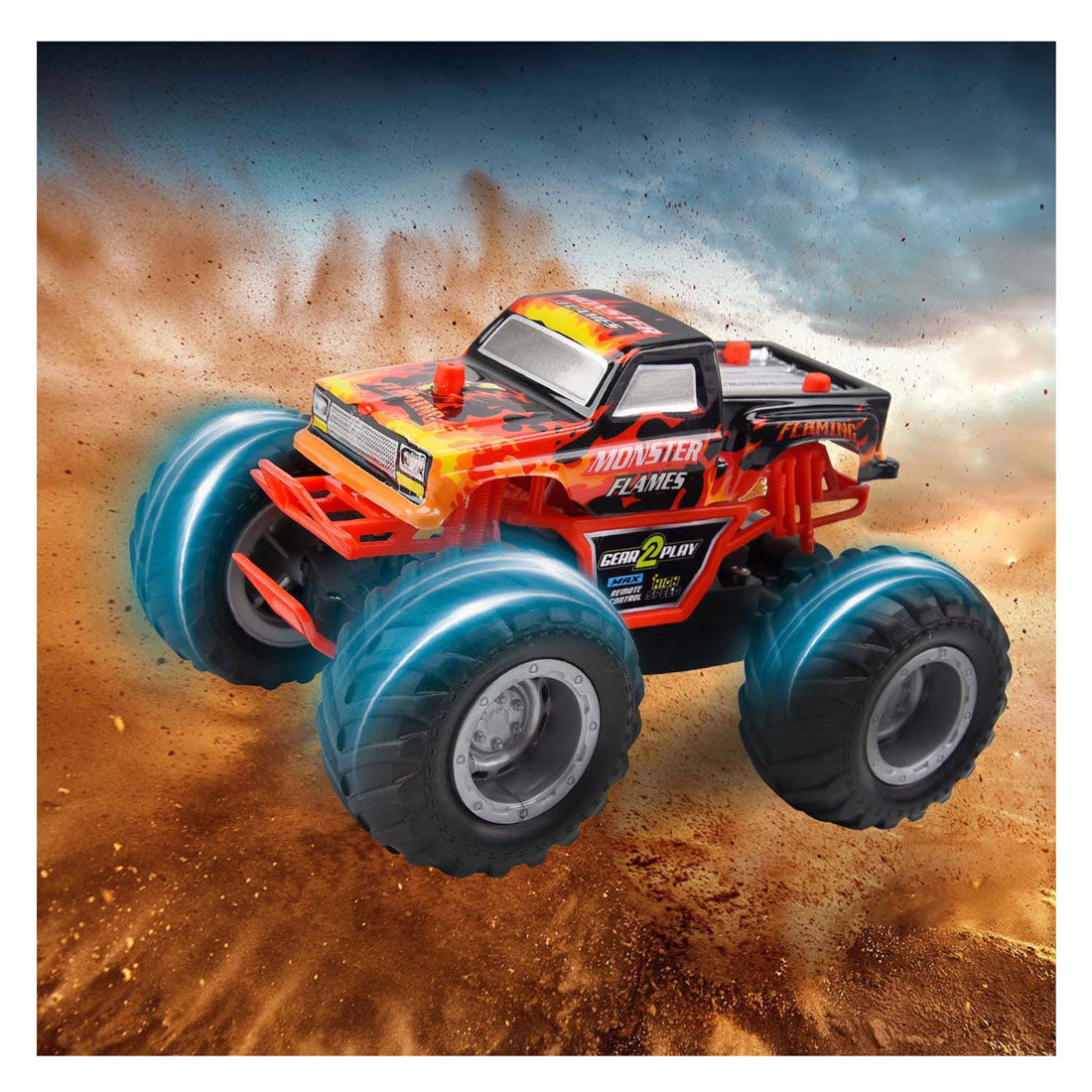Gear2play rc bestuurbare auto monster flames