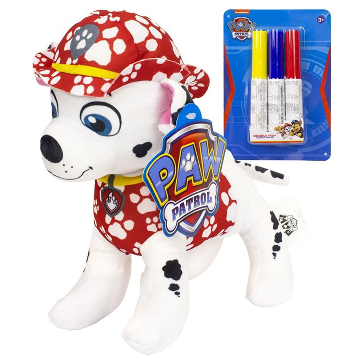Paw patrol color cuddly toy with markers - marshall