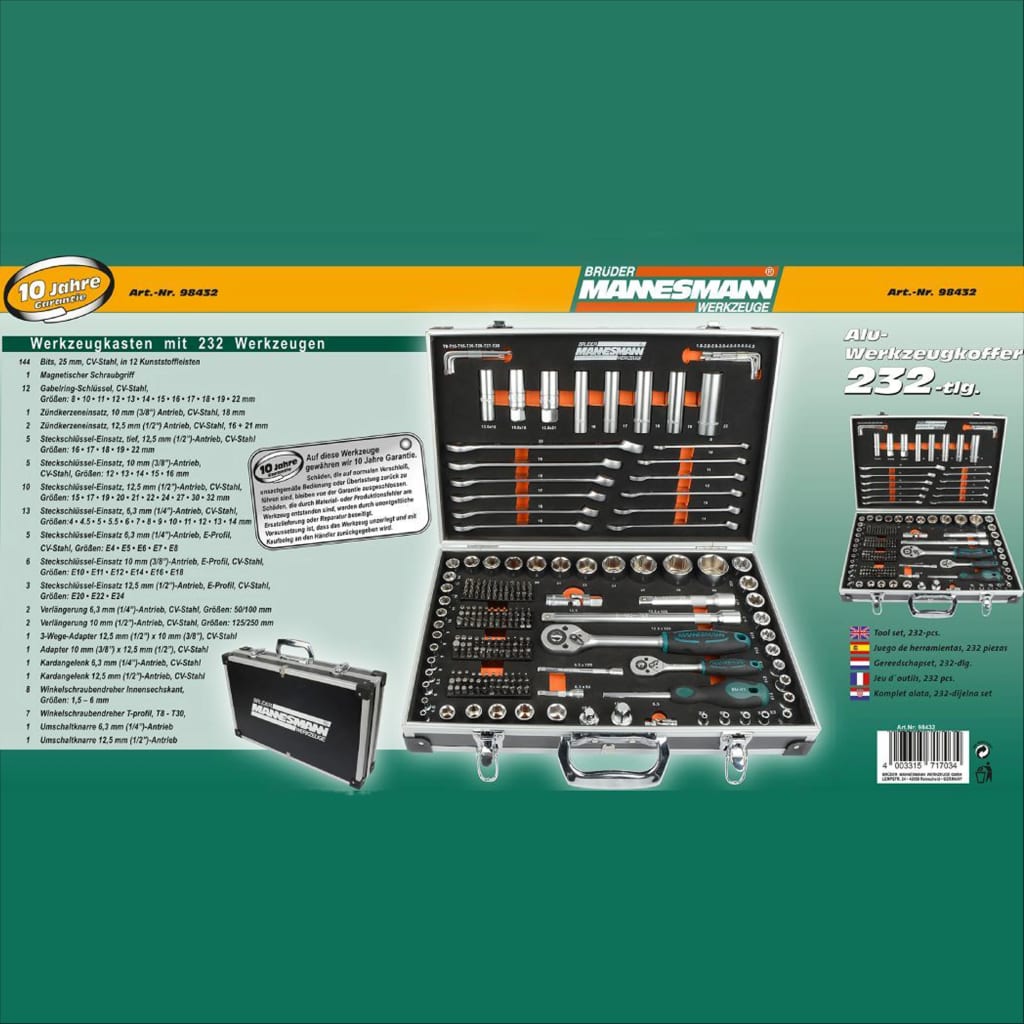 Brüder Mannesmann 232-piece Cap set 1 4 and 1 2