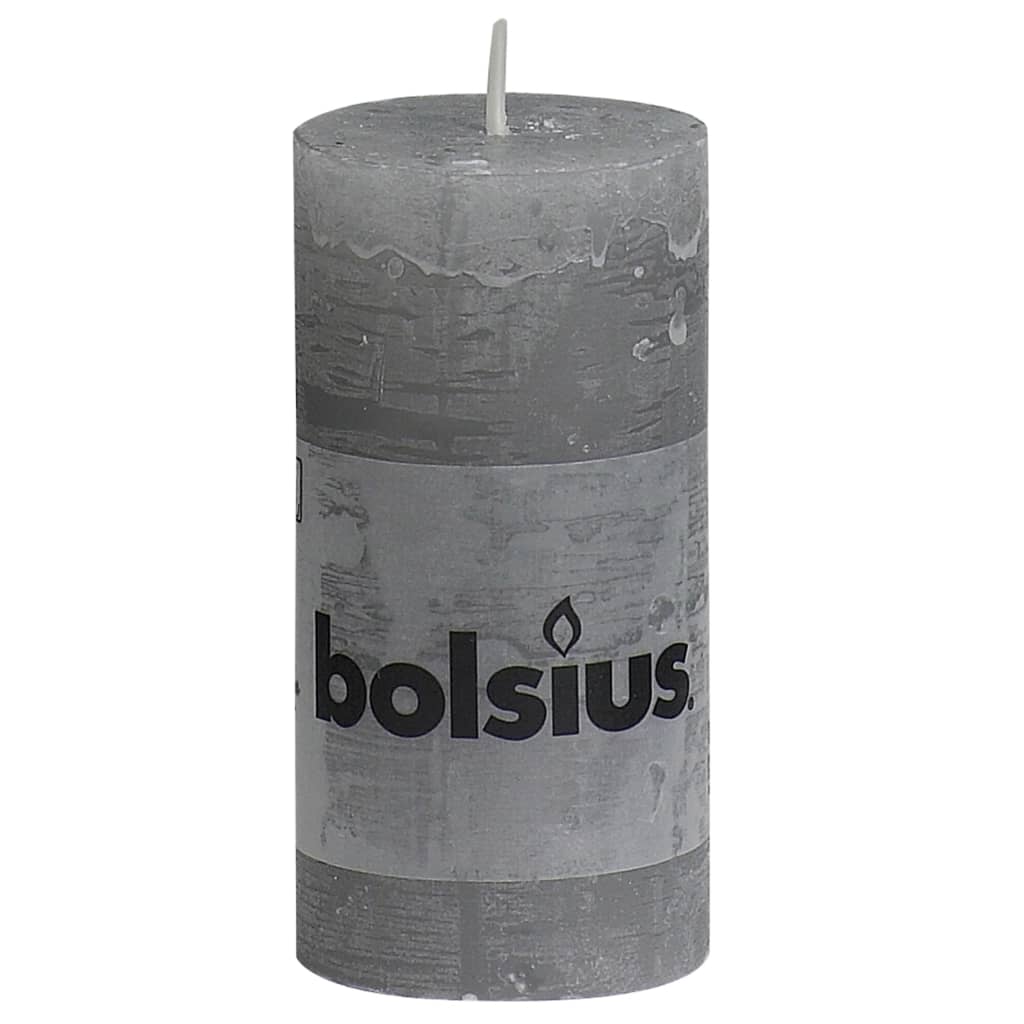 Bolsius Bolsius Rustic candles 8 st 100x50 mm light gray