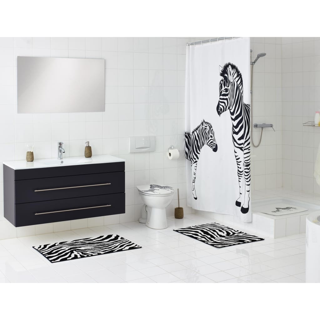 Ridder Badmat Zebra 38x72 cm hvid og sort