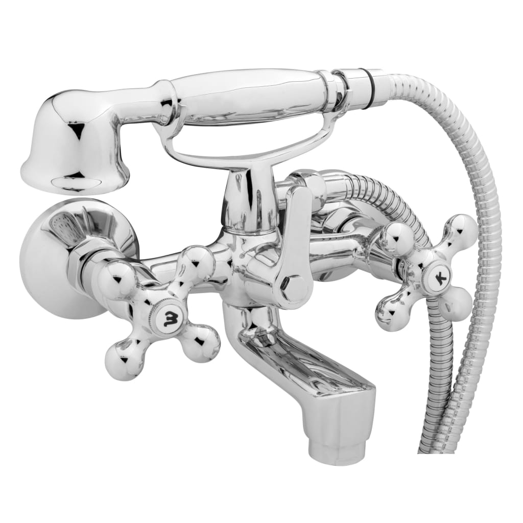 Schütte Schütte Bathmeng Crane to knapper med hånddusj hver krom -farget