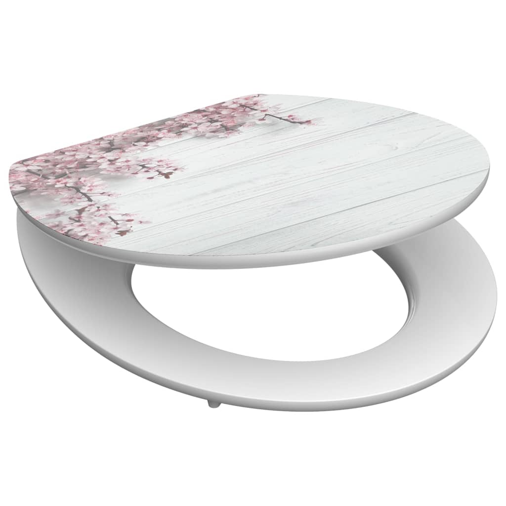 Asiento de inodoro Schütte con flores de color cerrado Madera MDF alto brillo