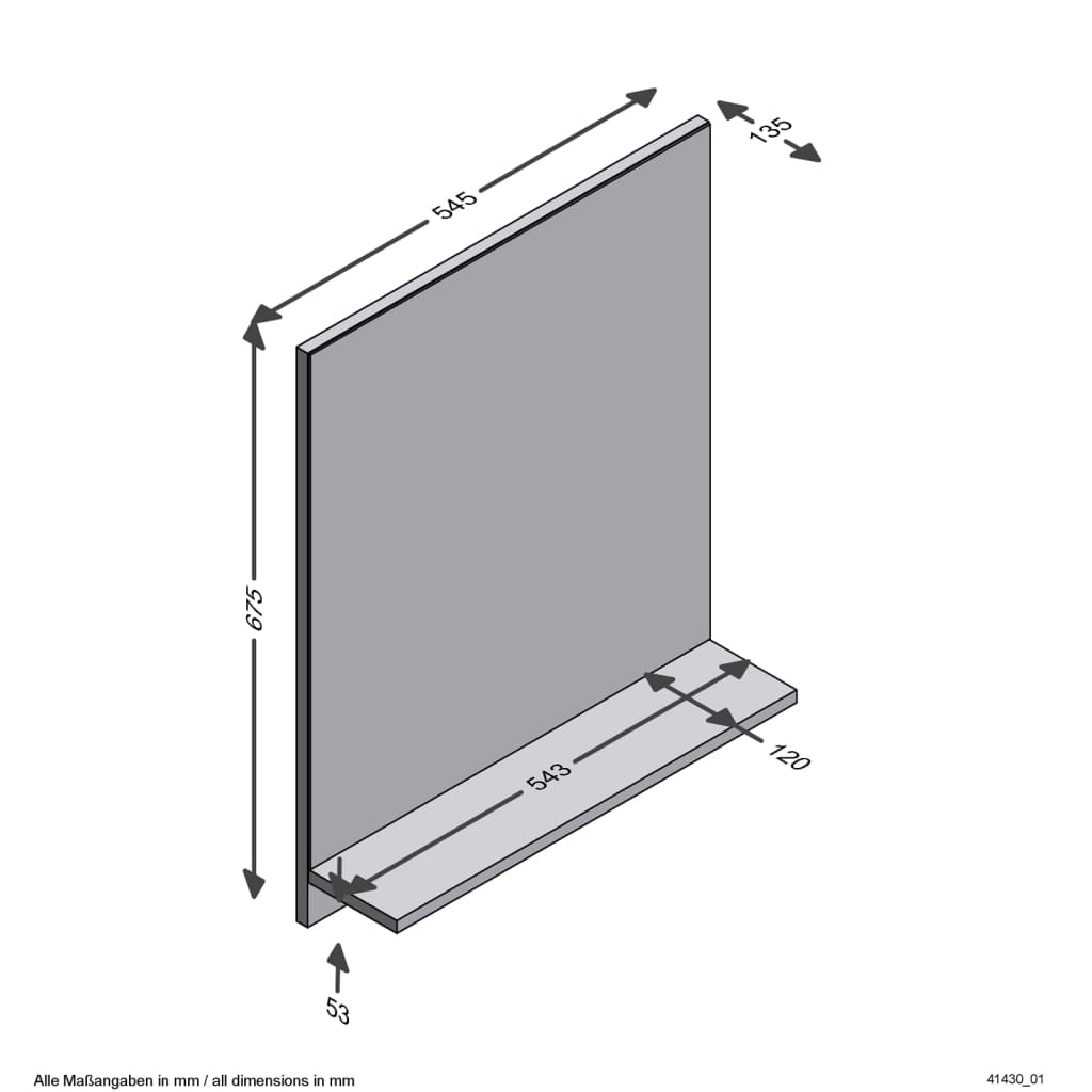 FMD Lustro ścienne z półką 54,5x13,5x67,5 cm dębu rzemieślniczego