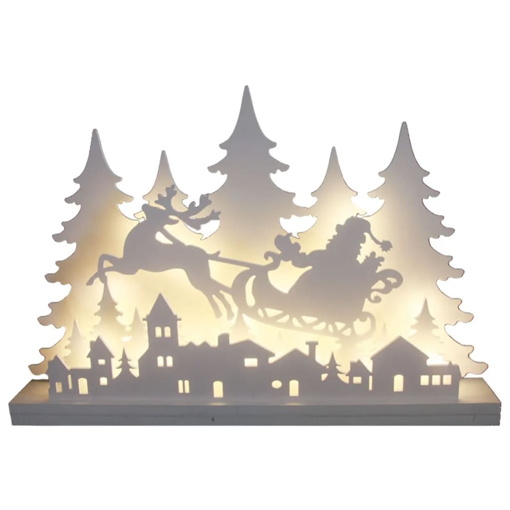 Hallo Hallo Weihnachtsbeleuchtung Silhouette mit irgendjemandem Rentier geführtes Holz