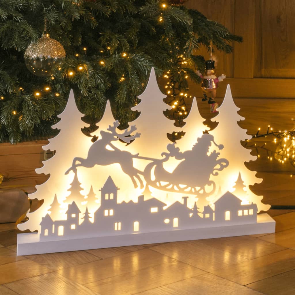 Hallo Hallo Weihnachtsbeleuchtung Silhouette mit irgendjemandem Rentier geführtes Holz