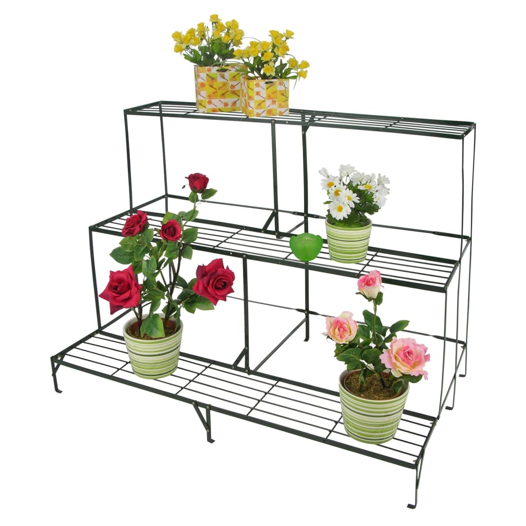 Hi Hi Flower Rack 3-Layer 100x60x75 cm Metall Schwarz