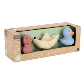 Jipy bioplastic set 2 badeendjes en 1 bootje assorti