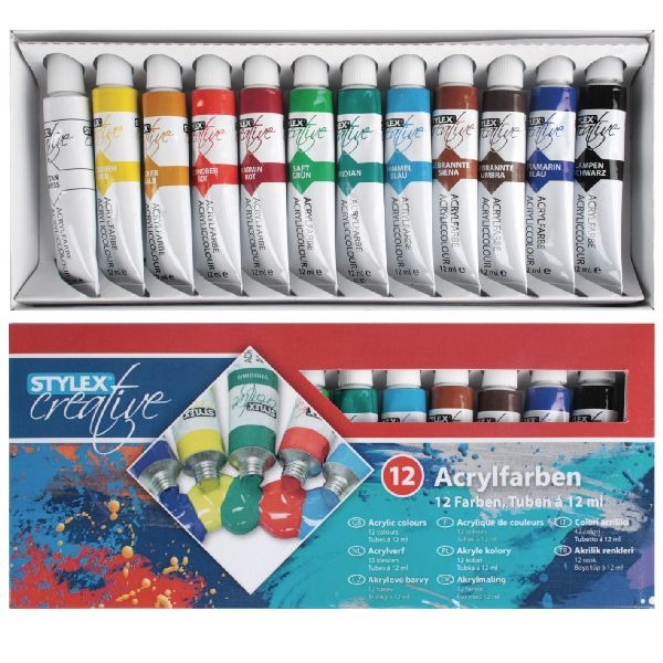 Vernice acrilica stylex 12 ml 12 tubi