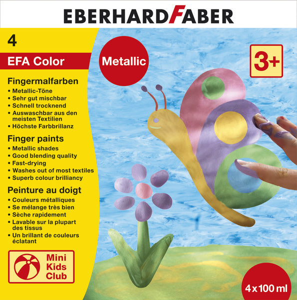 Eberhard Faber EF-578802 Fingerfarbe EFA Metallic Set 4 x 100 ml
