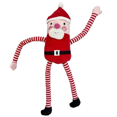 Šťastný mazlíček táhne mi nohy Santa