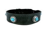 Collier Sazzz chien boho trésor pierre vintage en cuir anthracite