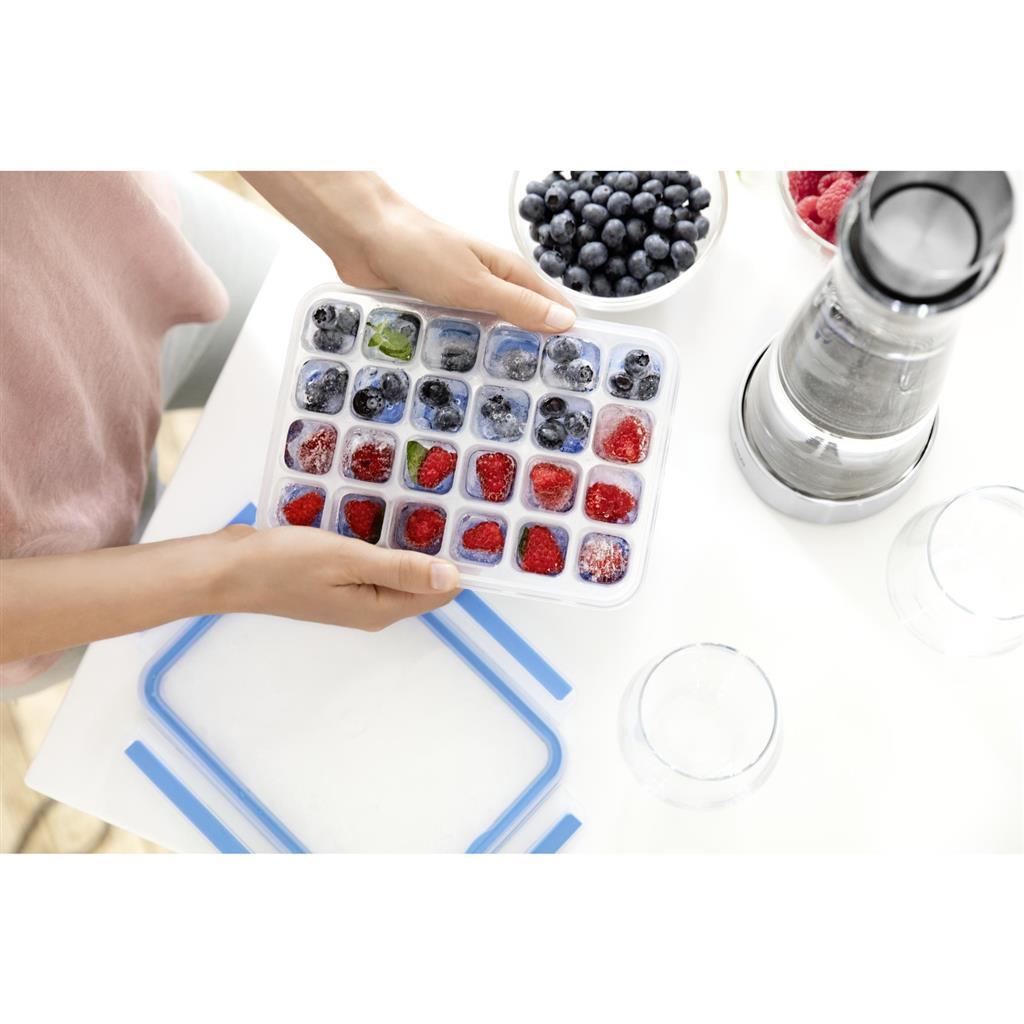 Tefal Masterseal Äis Cube Box fir 24 Äiswierfelen Blue Blusporent