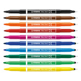 Stabilo Trio 2 in 1 - Filztip Stift und Fineliner in einem - Set 10 Stücke