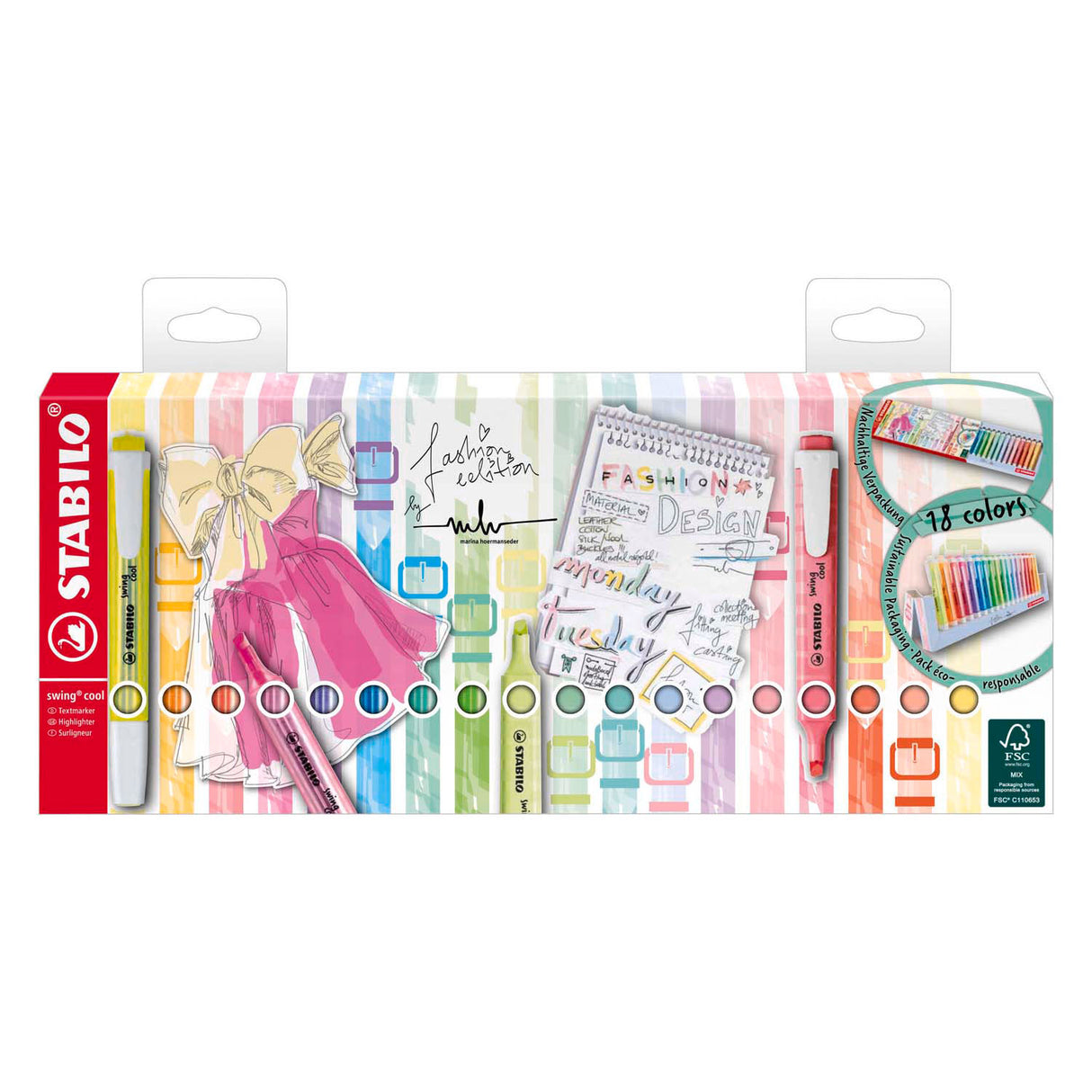 Stabilo Swing Cool - Marker - 18 sztuk biurko