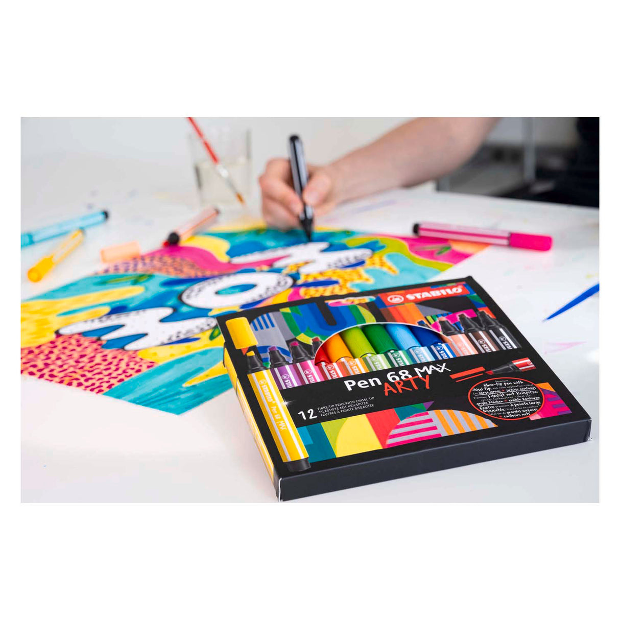 Stabilo Pen 68 Max Fillt -Tip Pen mat engem décke Chisel Point Lilac