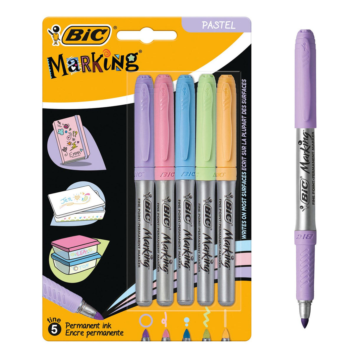 Bic Intensitéit gefillt -tip Pens permanent Pastell, 5st.