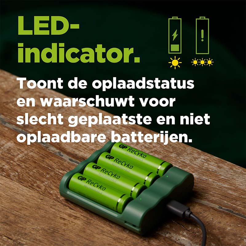 GP USB -Batterieladegerät + 4 x AA Batterien 2100mah nimh