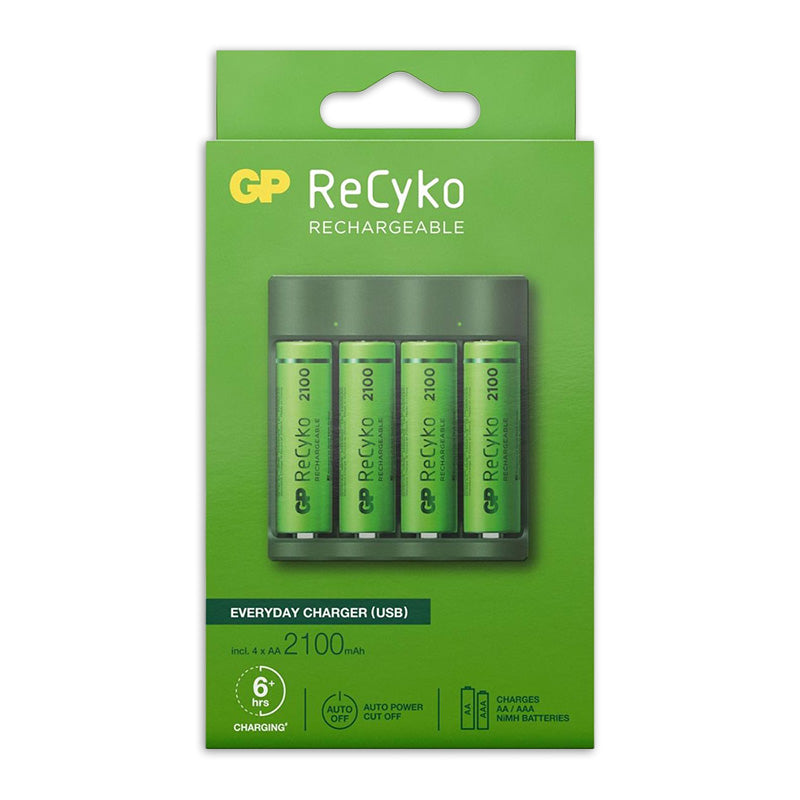 GP USB -Batterieladegerät + 4 x AA Batterien 2100mah nimh