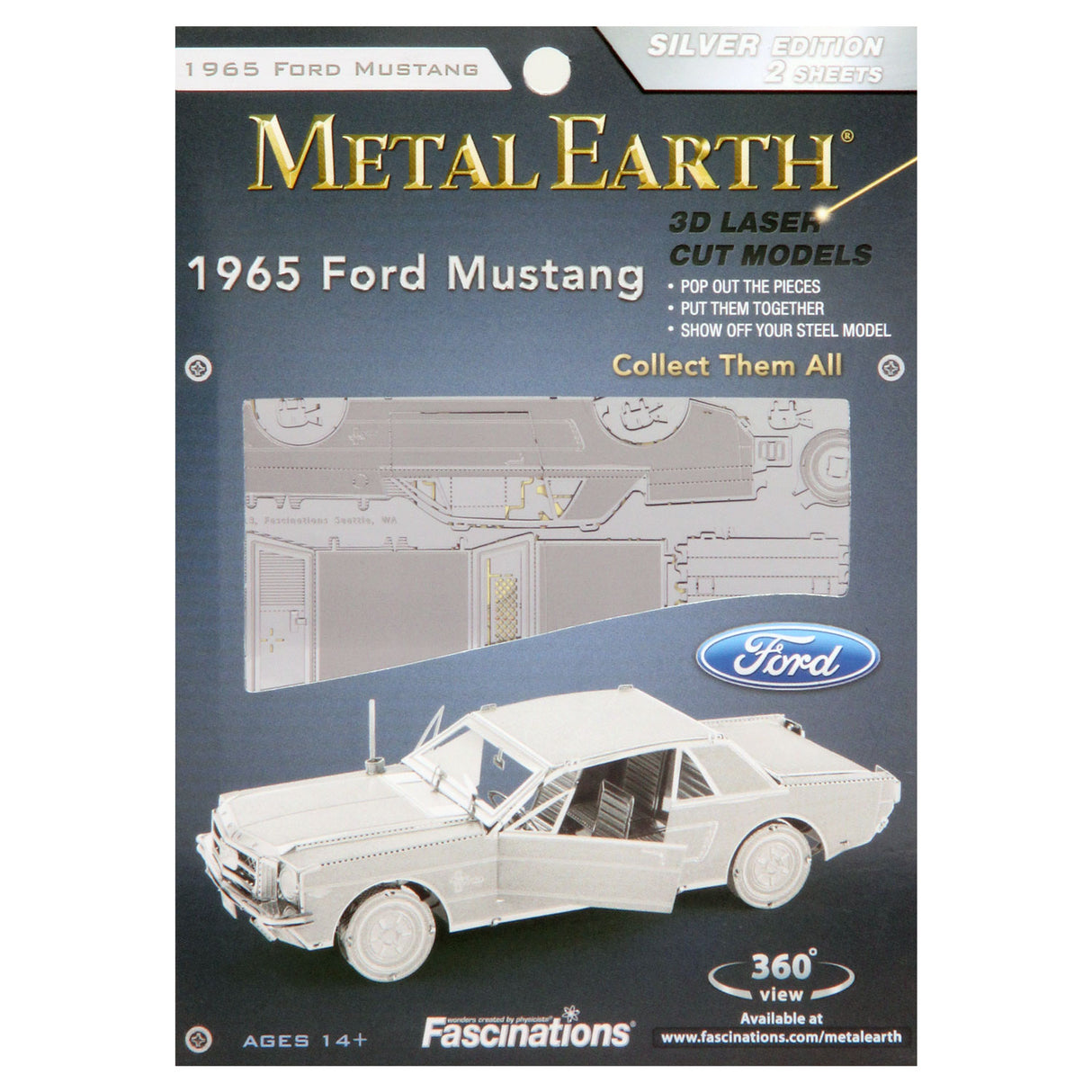 Eureka Metall Äerd 1965 Ford Mustang Coupe Sëlwer Erap