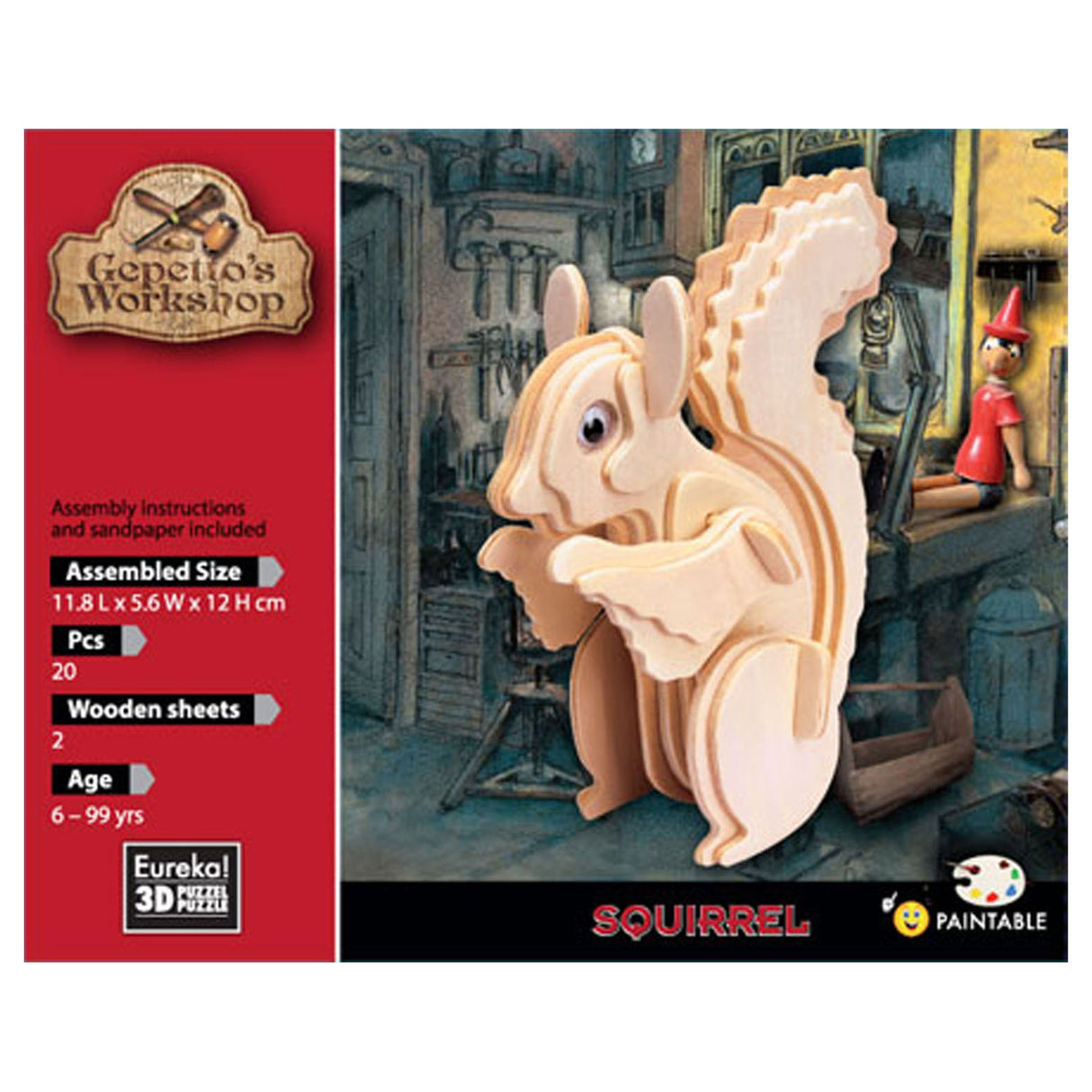 Kit en bois d'atelier de Gepetto 3D - Écureuil