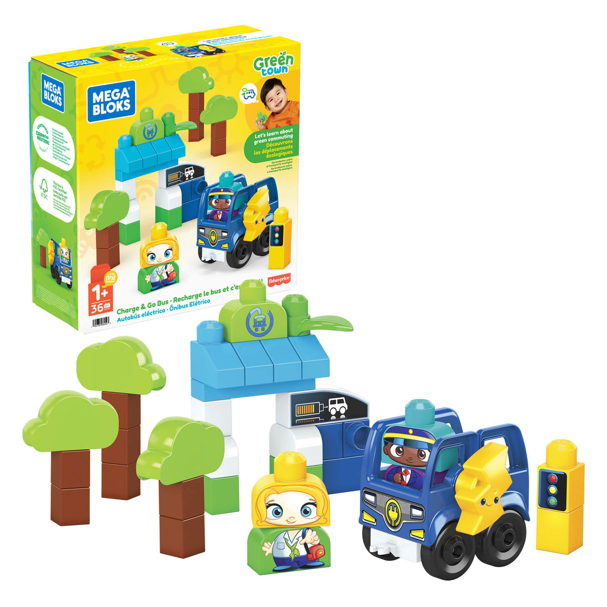 Mega Bloks Green Town Charge et conduisant un bus