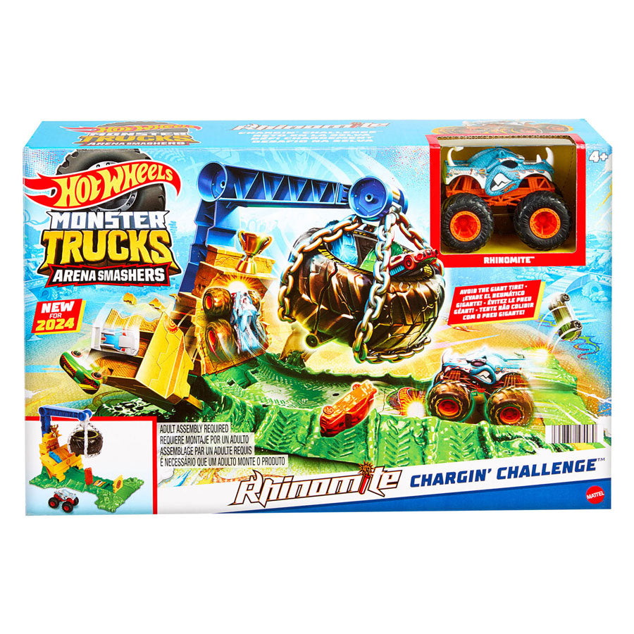 Hot Wheels Monstertrucks Arene Smahers Rhinomit Race Challenge Play Set