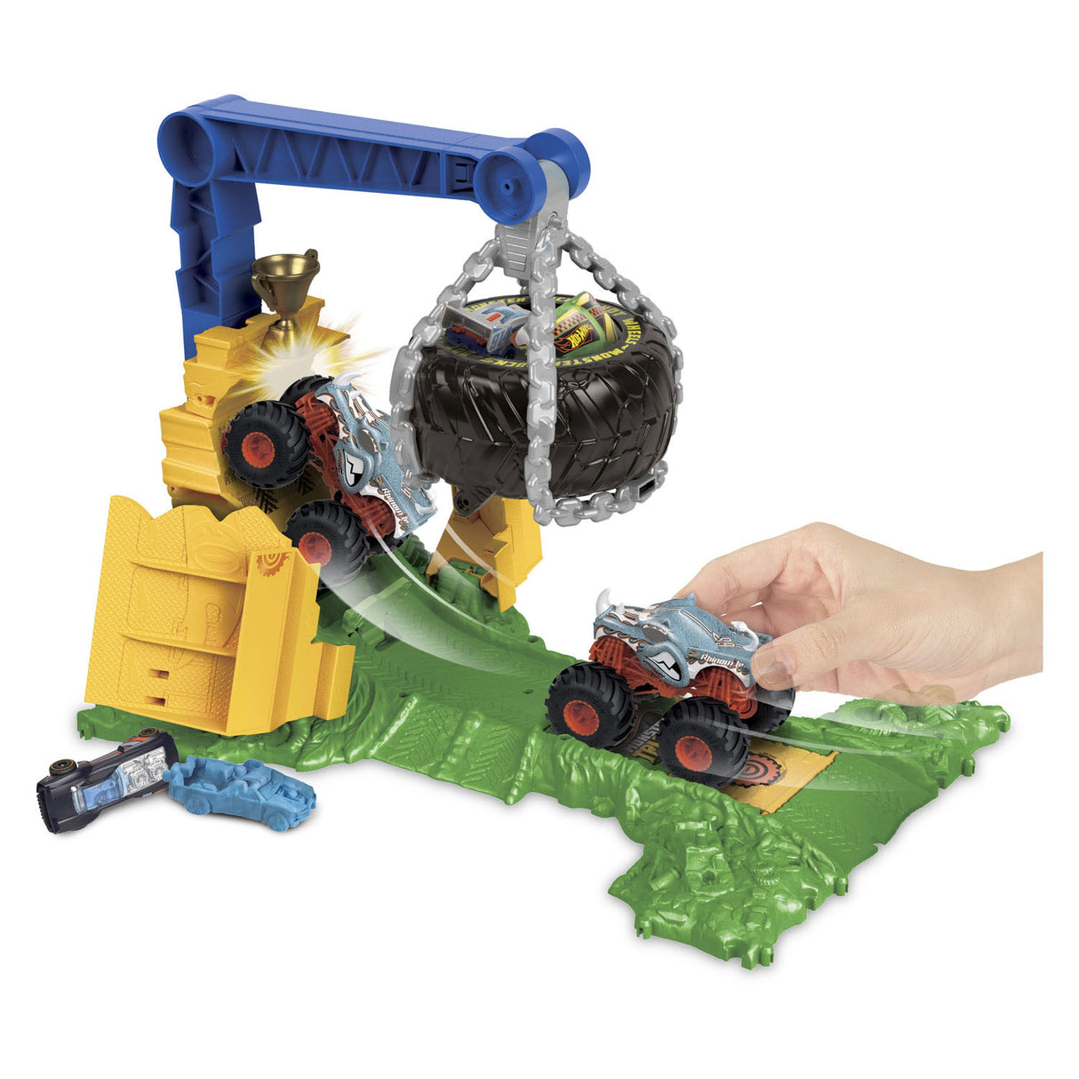 Hot Wheels Monstertrucks Arene Smahers Rhinomit Race Challenge Play Set