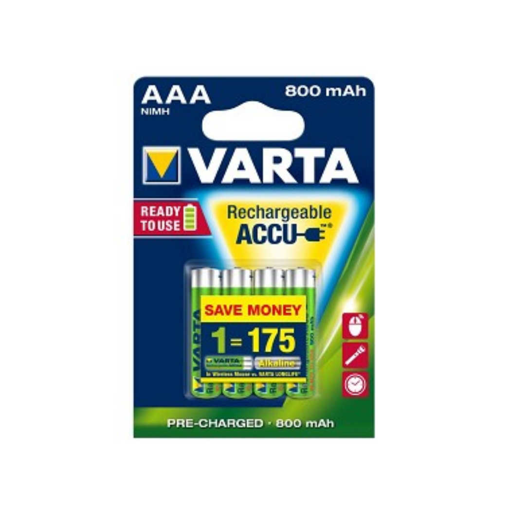 Varta Rechargeable Mini Penlite battery AAA 800 MAH NIMH 1.2V 4 pieces on map